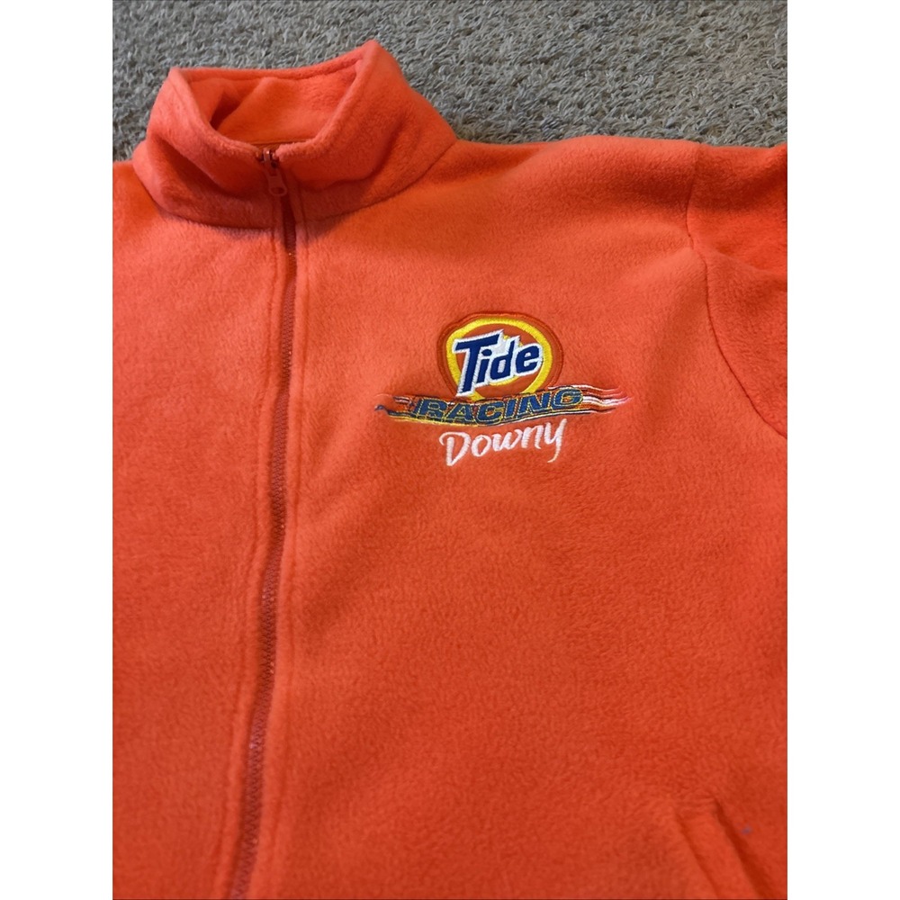 Vintage 90s Tide Downy Racing Men's Size Large L Orange Fleece Zip Up - Picture 2 of 5